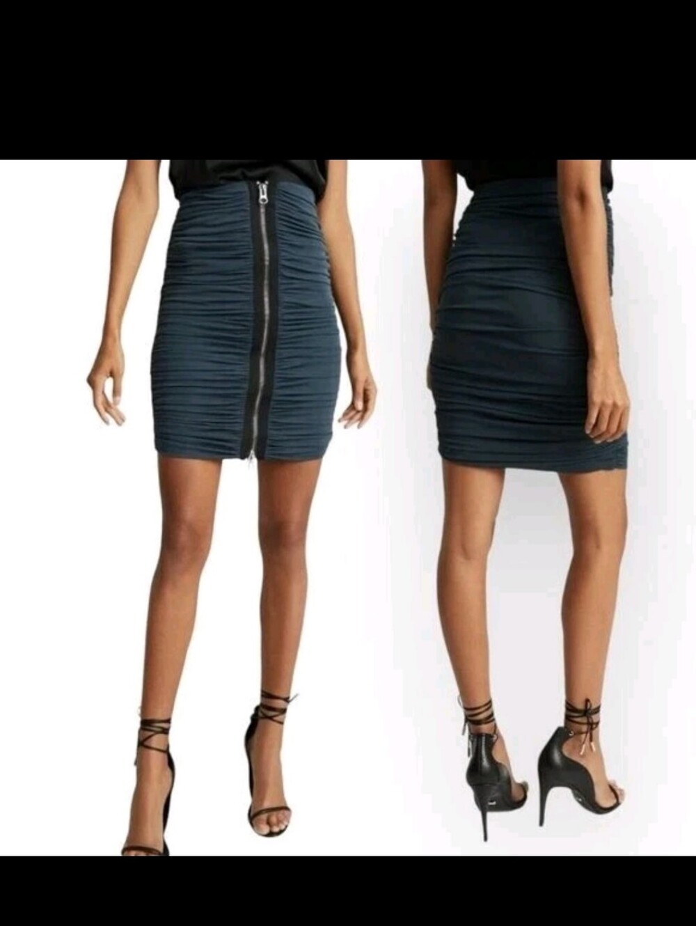 Reiss Tamara Ruched Pencil Skirt Blue Black Size 6 Night Out Special Event NWT